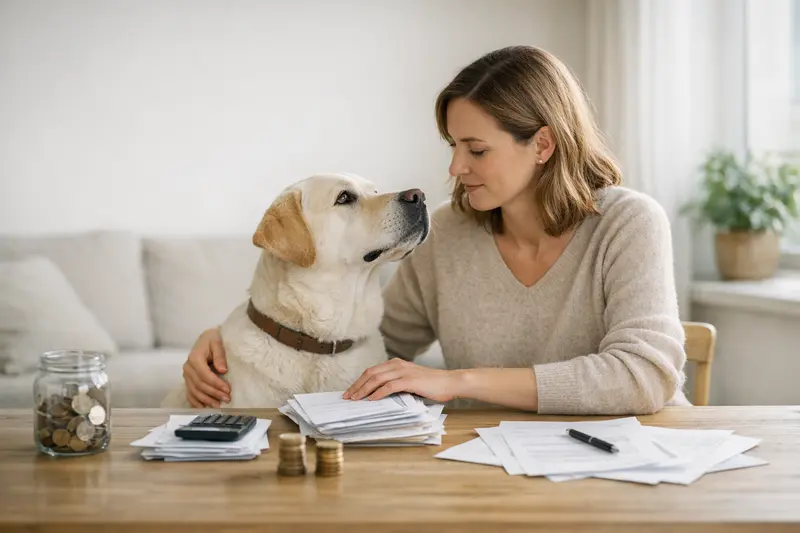 Illustration zum Thema Selbstbeteiligung bei der Hundeversicherung, die den Eigenanteil in der Rechnungslegung darstellt.
