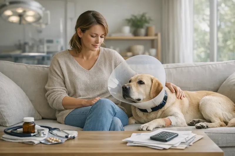 OP-Versicherung Hund Beratung Ein Hund beim Tierarzt, der über eine OP-Versicherung beraten wird.