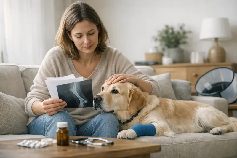 Ein Hund in einer Tierarztpraxis, bereit für eine Operation.
