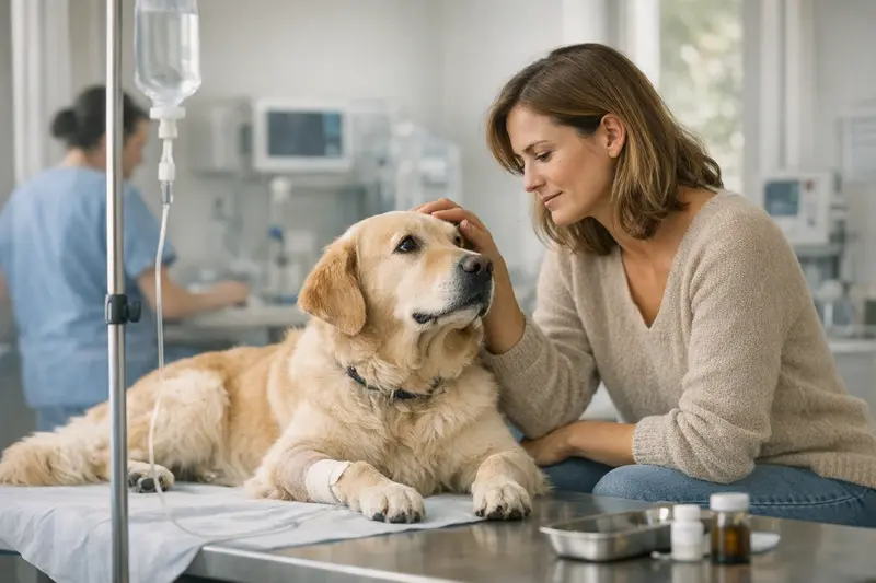 Ein Hund auf dem Operationstisch während einer tierärztlichen Behandlung.