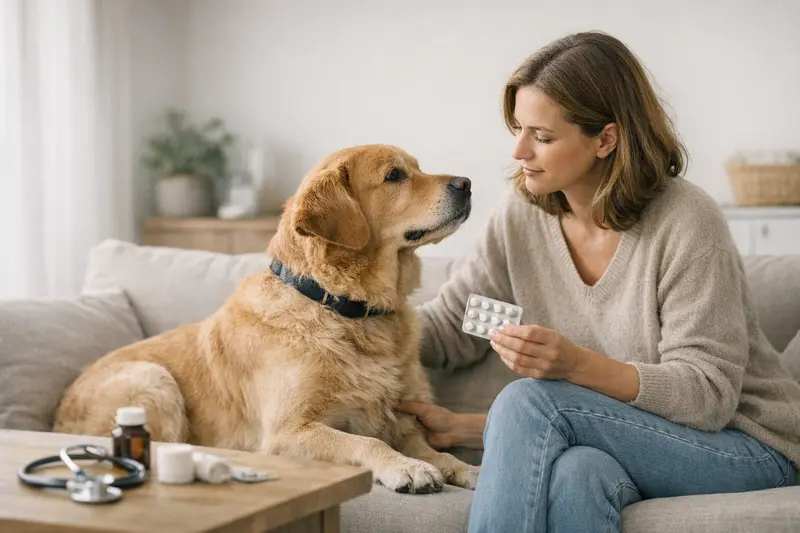 Hunde bei einer tierärztlichen Vorsorgeuntersuchung mit einem Tierarzt.