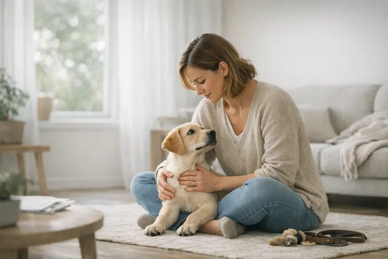 Hundeversicherung Vorteilhaft abschließen Glücklicher Hund mit Tierarzt, symbolisiert den idealen Zeitpunkt für den Abschluss einer Hundeversicherung.