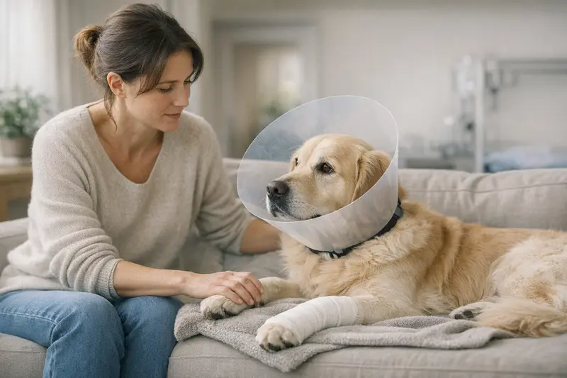 Hund bei einer tierärztlichen Untersuchung, um die Wichtigkeit von Wartezeiten und Ausschlüssen bei der Krankenversicherung zu verdeutlichen.