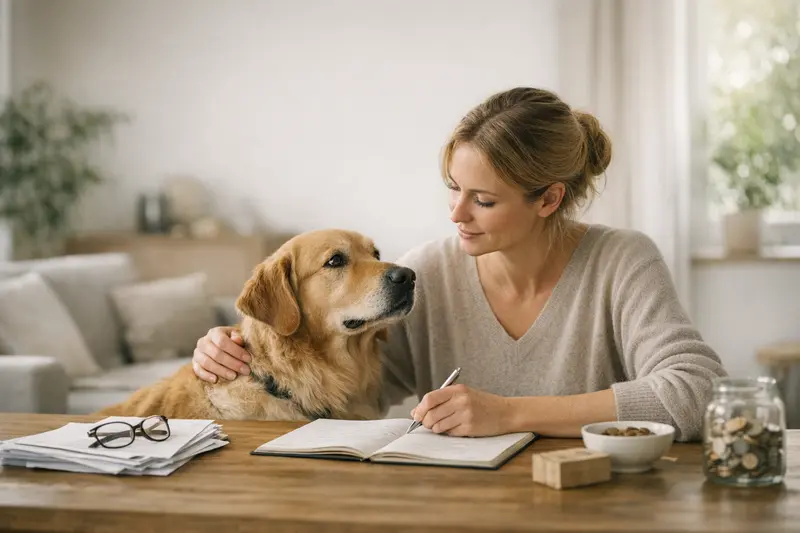 Ein Hundebesitzer besucht mit seinem Hund eine Tierarztpraxis für Vorsorgeuntersuchungen.