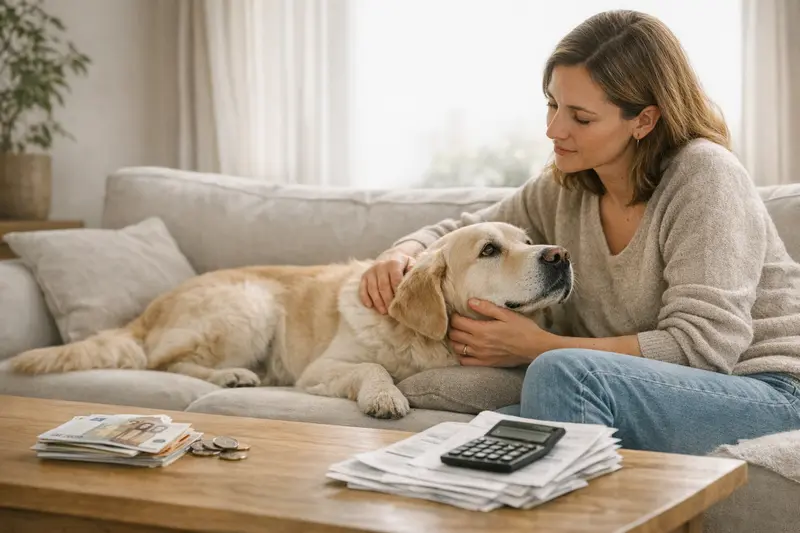 Ein Hund beim Tierarzt Ein Hund beim Tierarzt, der eine Behandlung erhält und die mögliche Selbstbeteiligung in der Hundeversicherung thematisiert.