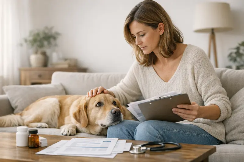Hund beim Tierarzt für Krankenversicherung Ein Hund beim Tierarzt zur Gesundheitsprüfung, um die passende Krankenversicherung zu wählen.