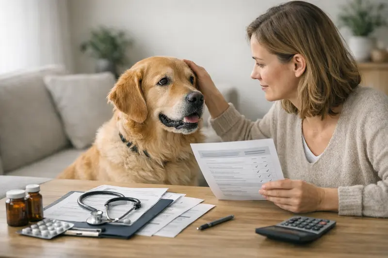 Wichtige Aspekte beim Vergleich von Hundeversicherungen Eine engagierte Tierärztin erklärt einem Hundebesitzer wichtige Aspekte beim Vergleich von Hundeversicherungen.