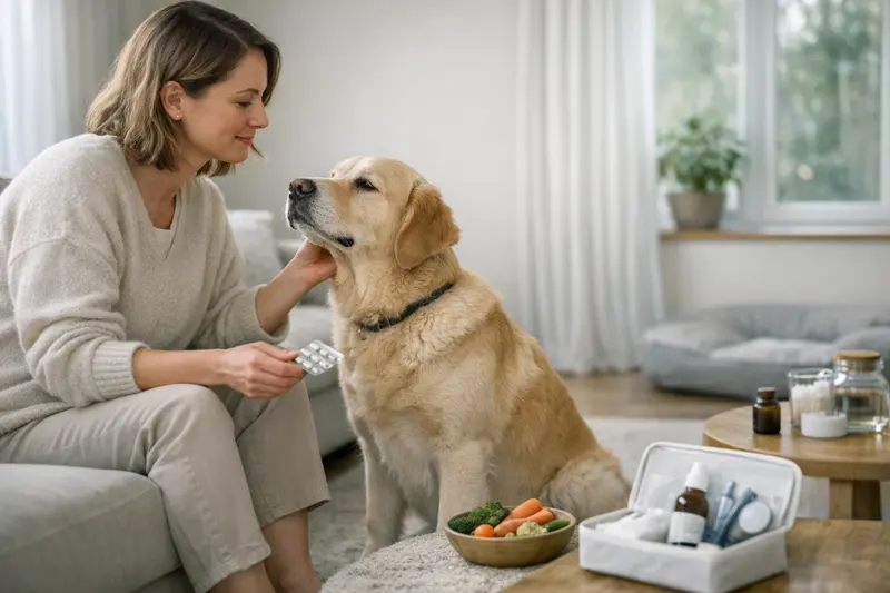 Vorsorgeleistungen in der Tierversicherung Hundehalter bespricht Vorsorgeleistungen mit einem Tierarzt, um optimale Versicherungsmöglichkeiten für seinen Hund zu finden.
