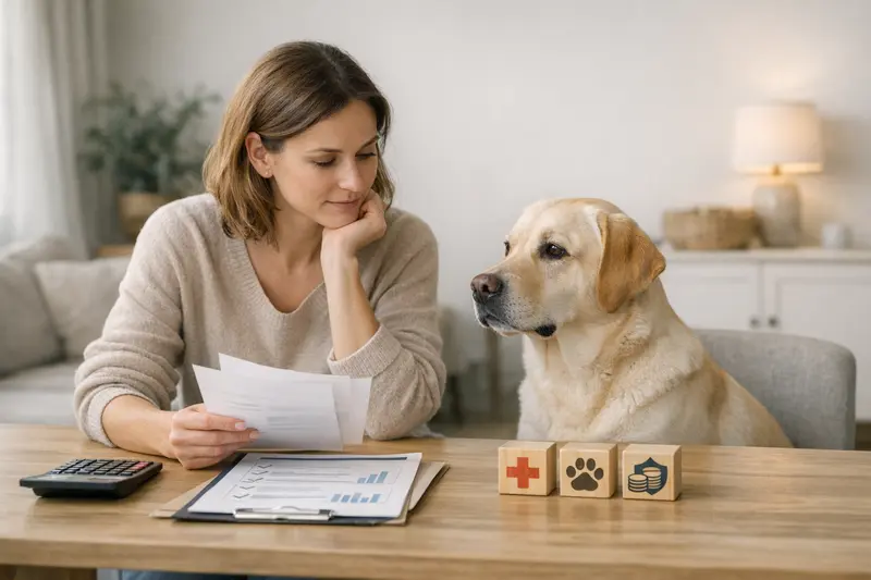 Entscheidungshilfe bei der Hundeversicherung Ein glücklicher Hund beim Tierarzt, der zusammen mit seinem Halter eine Entscheidung über die passende Versicherung trifft.