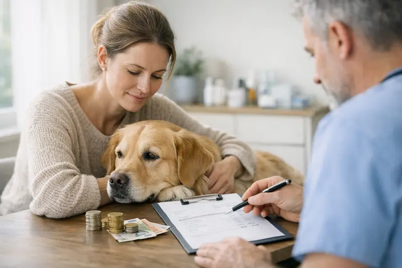 Selbstbeteiligung Hundekrankenversicherung Illustration der Selbstbeteiligung bei Hundekrankenversicherungen mit einer Grafik, die Behandlungskosten und Eigenanteile zeigt.