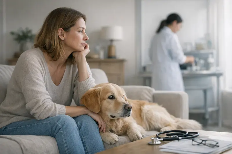 Wartezeiten bei Hundeversicherungen Ein Tierarzt berät einen Hundebesitzer über wichtige Wartezeiten bei einer Hundeversicherung.
