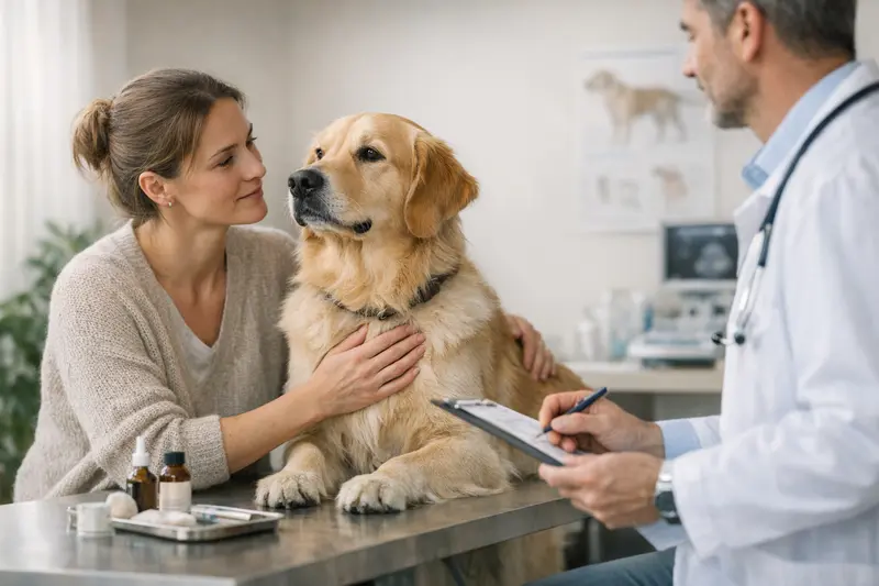 Vorsorgeuntersuchung bei Hunden Hunde im Tierarzt-Besuch zur Vorsorgeuntersuchung
