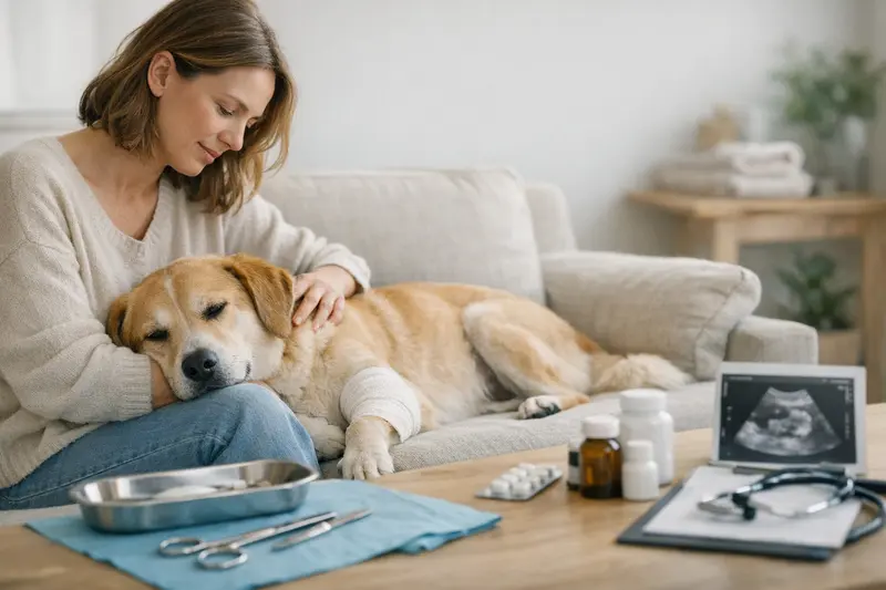 Diagramm, das den Unterschied zwischen OP- und Krankenversicherung für Hunde veranschaulicht.