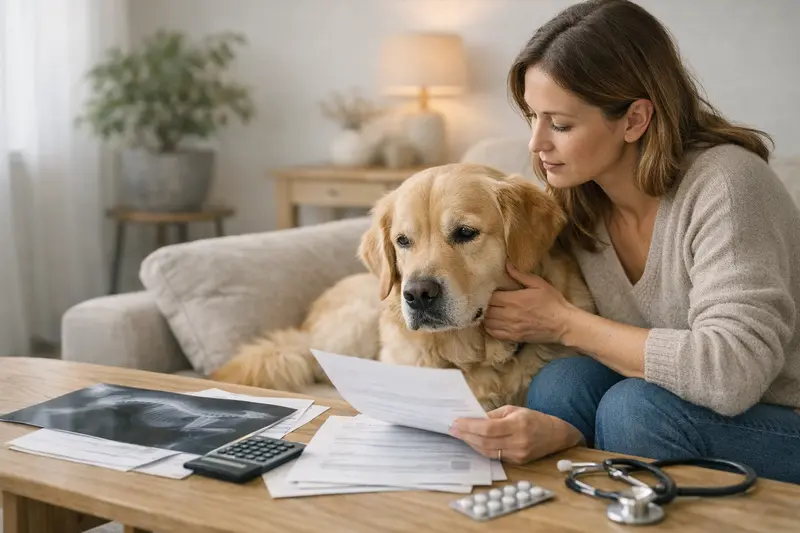Hundeversicherung Tarifdetails Ein Hund beim Tierarzt, der auf eine Behandlung vorbereitet wird.