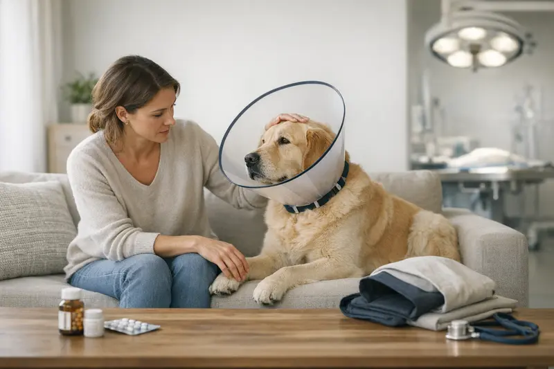 Hunde beim Tierarzt, der eine medizinische Untersuchung durchführt, was die Wichtigkeit von Kranken- und OP-Versicherungen verdeutlicht.