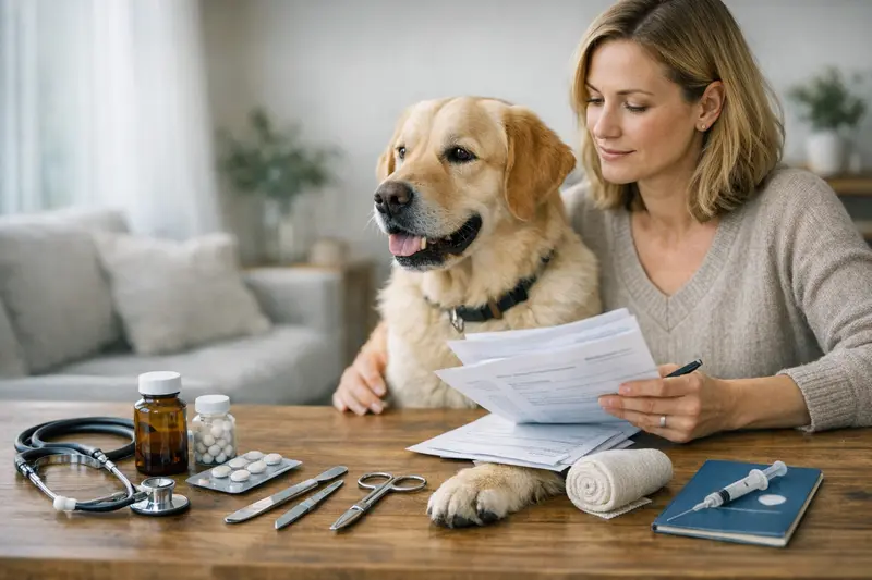Ein Hund, der beim Tierarzt untersucht wird, symbolisiert die Bedeutung der Tarifvergleichskriterien in der Hundeversicherung.