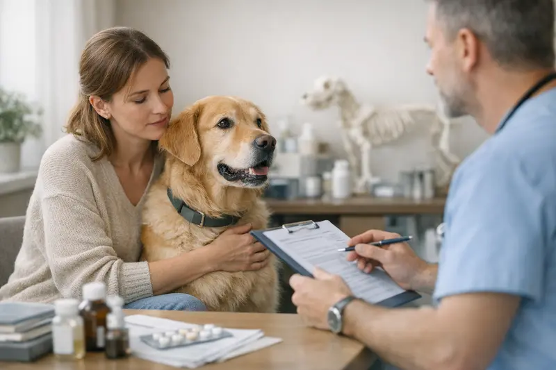 Tierarztuntersuchung als Entscheidungsfaktor beim Tarifvergleich Ein Hund wird von einem Tierarzt untersucht, eine wichtige Entscheidungshilfe für den Tarifvergleich in der Tierkrankenversicherung.