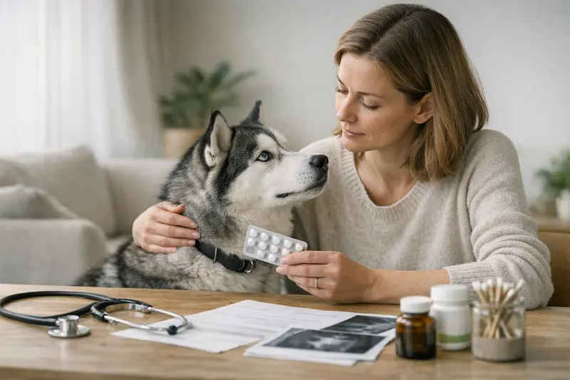 Hund beim Tierarzt für Krankenversicherungserklärung Ein Hund wird beim Tierarzt untersucht, um die Bedeutung der richtigen Krankenversicherung zu verdeutlichen.