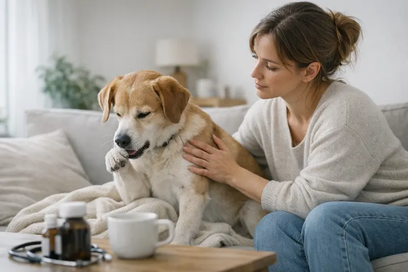 Husten beim Hund - Harmlos oder besorgniserregend? Ein Hund hustet leicht, was auf mögliche harmlose Ursachen hinweist.