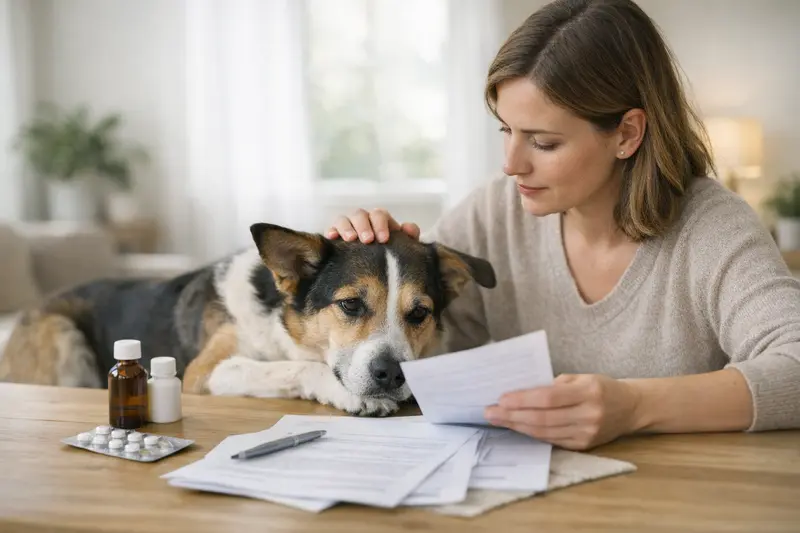 Ein Hund beim Tierarzt, der sich einer Untersuchung unterzieht.
