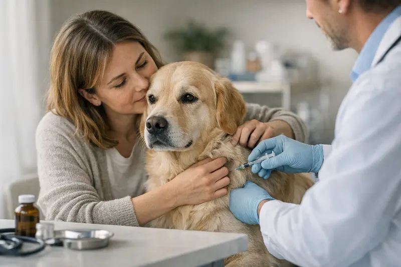 Impfungen für Hunde - Versicherung und Kosten Hund beim Tierarzt zur Impfberatung