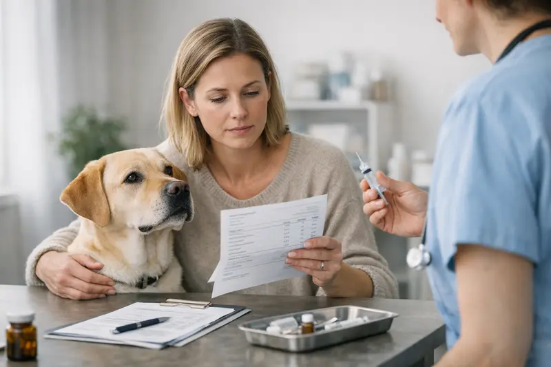 Impfberatung für Hunde Tierarzt bei einem Hund während einer Impfberatung