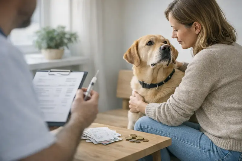 Ein Hund beim Tierarzt zur Vorsorgeuntersuchung.