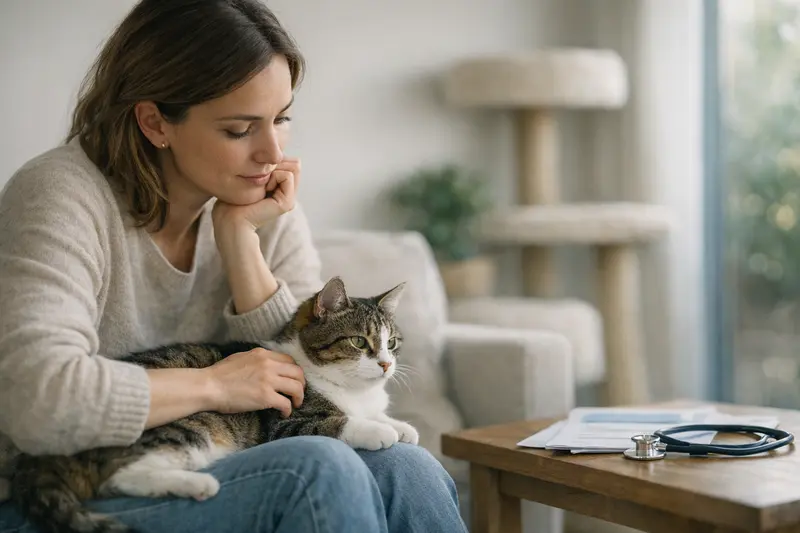 Eine Katze aus dem Tierheim erkundet ihr neues Zuhause und könnte bald eine Versicherung erhalten.
