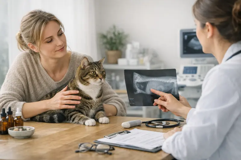 Tarifvergleich Katzenversicherung Katzenbesitzer vergleicht Tierkrankenversicherungen für seine Katze und achtet dabei auf wichtige Aspekte.