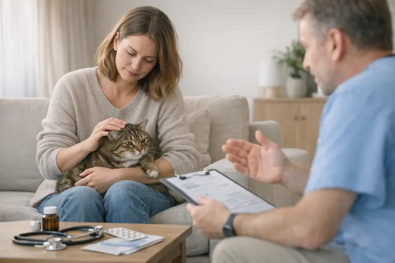 Tierarztbesuch einer Katze zur Diagnose und Behandlung.