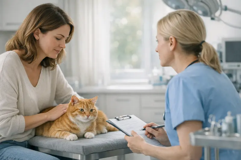 Kastration Katze Versicherung Eine Katze erscheint ruhig nach einer Kastration, unterstützt durch eine Tierarztversicherung.