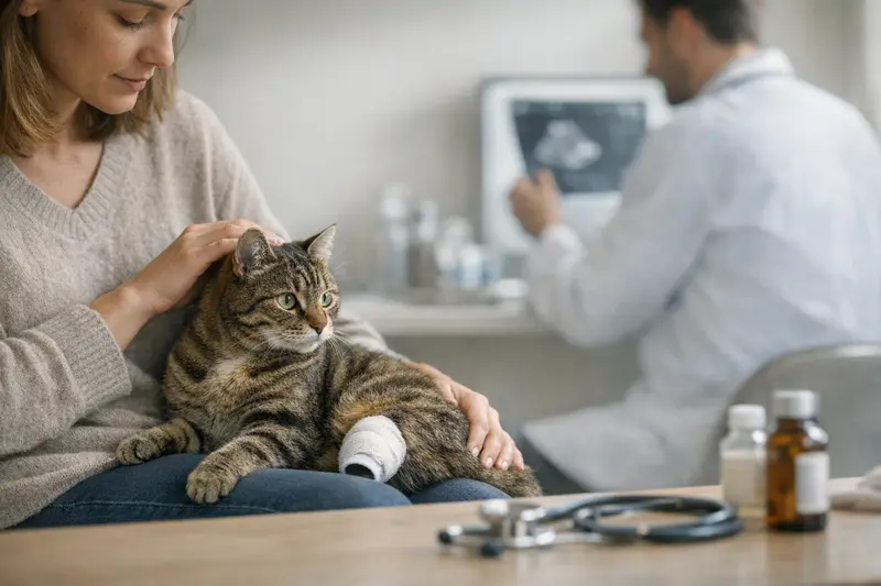 Eine Katze wird tierärztlich untersucht, um ihre Gesundheitsversorgung zu optimieren.