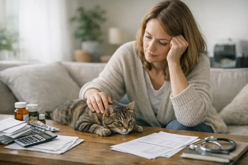 Katzen- und Hundeverwahrung in der Wohnung Eine Katze und ein Hund in der Wohnung, die in einer entspannten Umgebung spielen und wachsen.