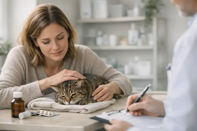 Tierarztbesuch einer Katze für ambulante Behandlung