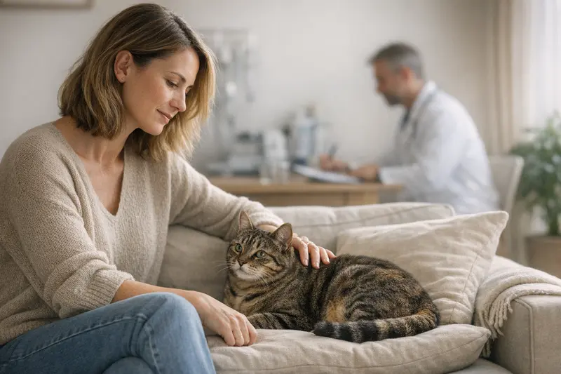 Katze beim Tierarzt, um Versicherungsschutz zu prüfen.