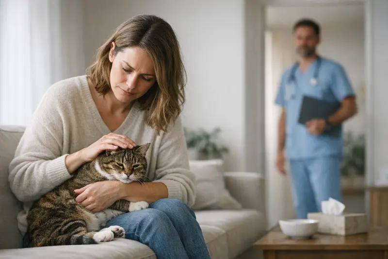 Eine Katze untersucht aufmerksam ihren Bauch, um bei Verdauungsproblemen Symptome zu zeigen.