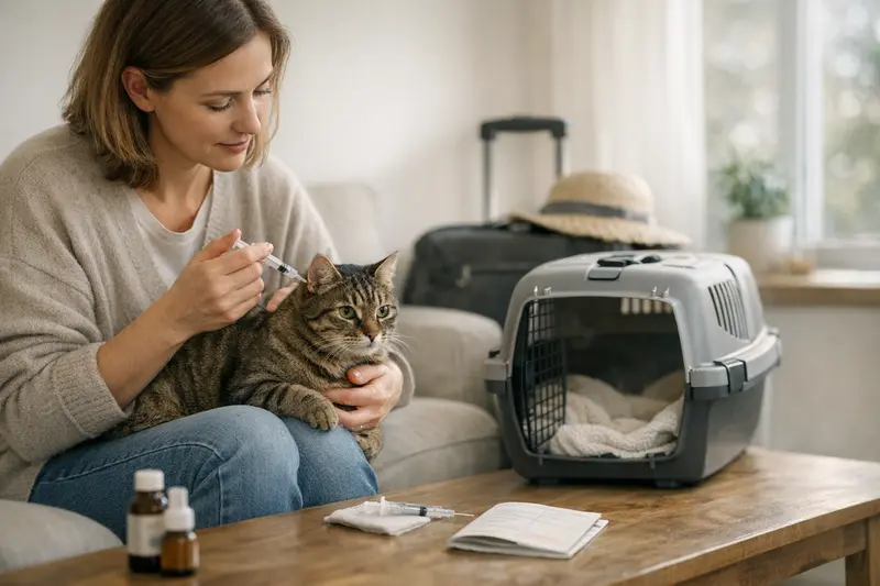 Katzenimpfungen und Vorsorge Katzendame beim Tierarzt für Impfungen und Vorsorgeuntersuchungen.