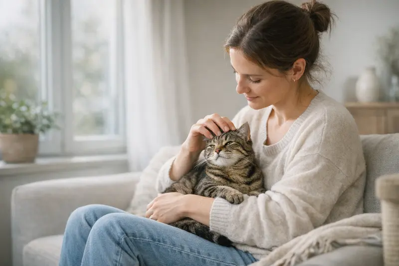 Bester Zeitpunkt für Katzenversicherung Eine glückliche Katze spielt im Wohnzimmer, symbolisiert der ideale Zeitpunkt für den Abschluss einer Katzenversicherung.