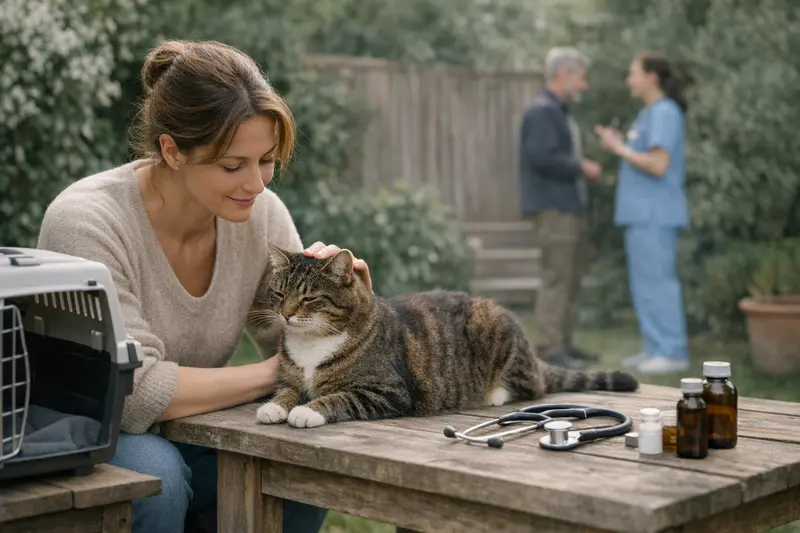 Ein Freigänger Kater liegt entspannt im Garten, während die Sonne scheint.