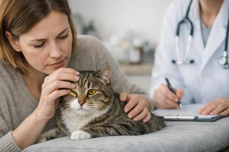 Gelbliches Augenweiß bei Katzen Katzengesicht mit gelblichen Augen, ein Warnzeichen für Tierhalter.