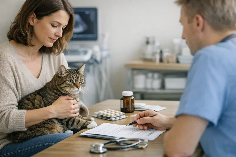 Wichtige Punkte beim Abschluss einer Katzenversicherung Eine Katze wird von einem Tierarzt untersucht, um wichtige Aspekte einer Katzenkrankenversicherung zu klären.