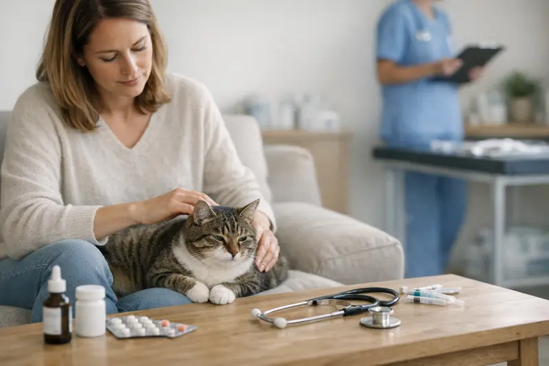 Tierarztkosten für Katzen und OP-Versicherung Katze bei tierärztlicher Untersuchung zur Klärung von OP-Kosten.