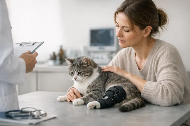 Katzenversicherung: Vorbefunde und Symptome Katzenbesitzer zeigt Tierarztbericht für die Versicherung