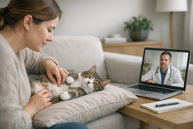 Nabelbruch bei Katzen Eine Katze mit Fokus auf ihren Bauch, um einen Nabelbruch zu visualisieren.
