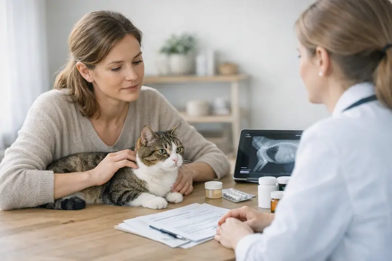 Tierarztbesuch Katze Niereninsuffizienz Tierarztbesuch mit Katze zur Behandlung von Niereninsuffizienz, erhebliche Bedeutung beim Tarifvergleich von Tierkrankenversicherungen.