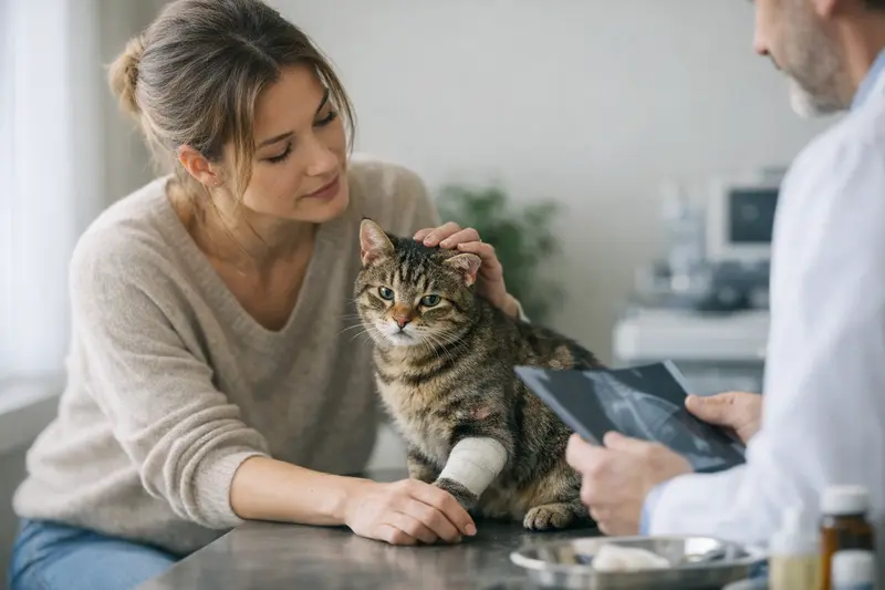 Tierarztuntersuchung bei Katzen in der Pubertät Eine Katze wird vom Tierarzt untersucht, um mögliche Verhaltensänderungen zu diagnostizieren.