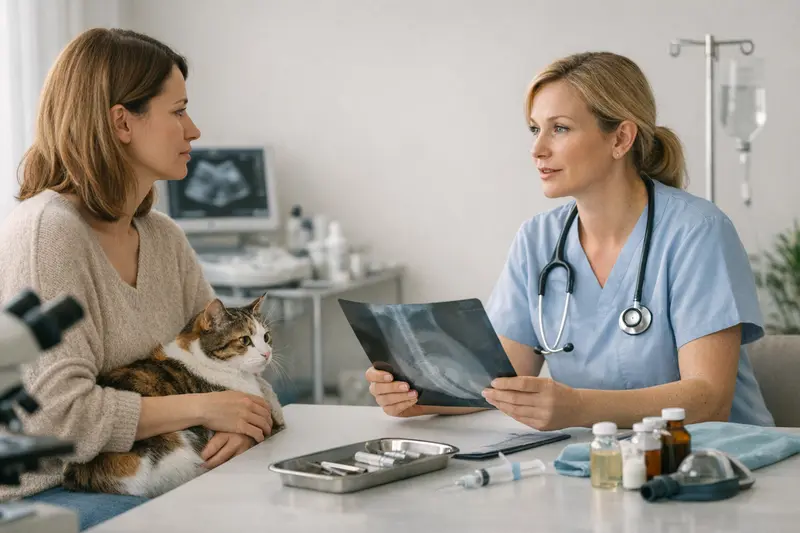 Tierarztkosten Rolligkeit Katze Katzendoktor erklärt einem Katzenhalter die Tierarztkosten im Zusammenhang mit Rolligkeit.