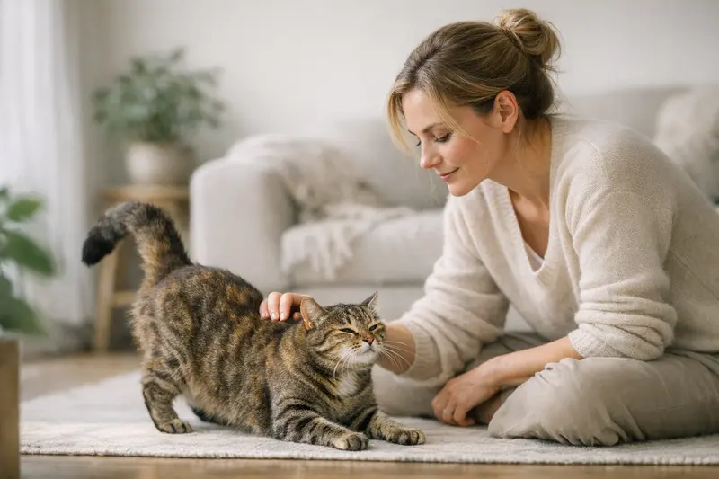 Rollige Katze Tipps Eine rollige Katze zeigt typisches Verhalten wie Miauen und Streichen.