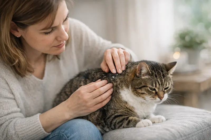 Schuppen bei Katzen während des Fellwechsels Katzenschuppen während des Fellwechsels, kein Grund zur Sorge.