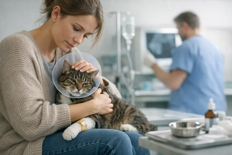 Tierarztkosten an Silvester für Katzen Katze wird während Silvesterfeier von einem Tierarzt untersucht.
